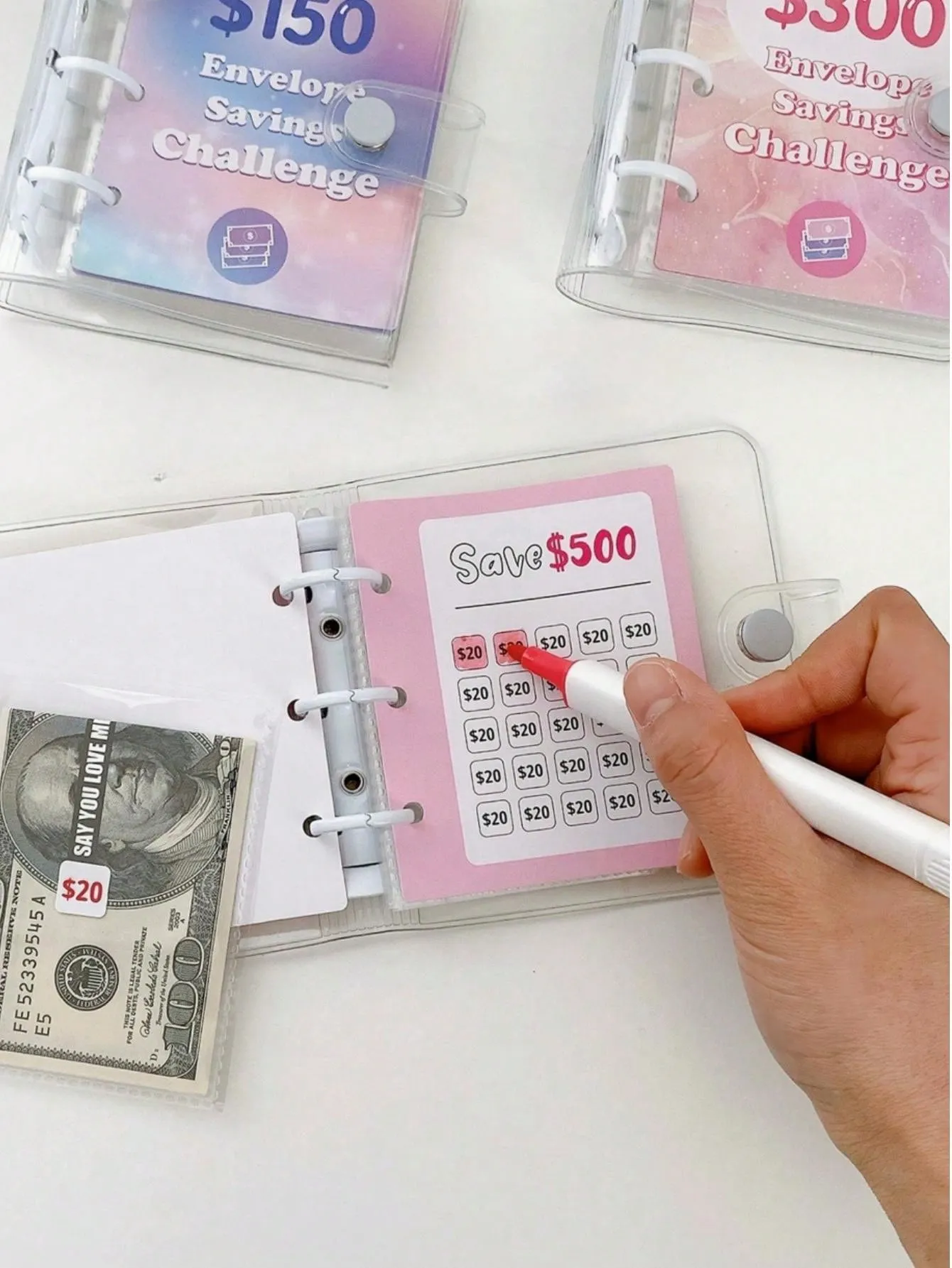 1 25-Page Mini Pocket Portable Money-Saving Challenge Binder With 4 Options