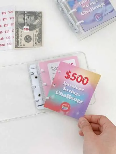 1 25-Page Mini Pocket Portable Money-Saving Challenge Binder With 4 Options