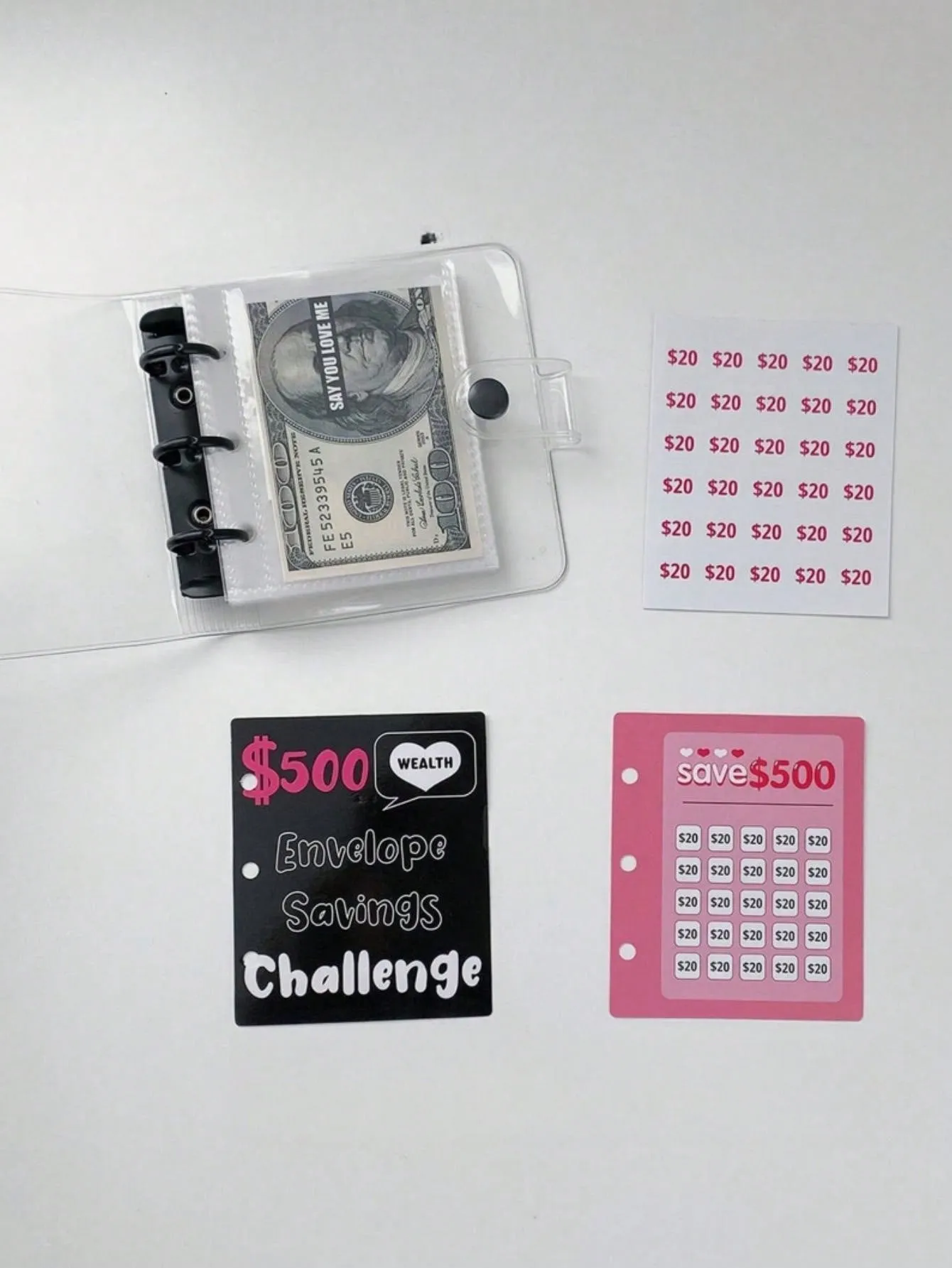 1 25-Page Mini Pocket Portable Money-Saving Challenge Binder With 4 Options