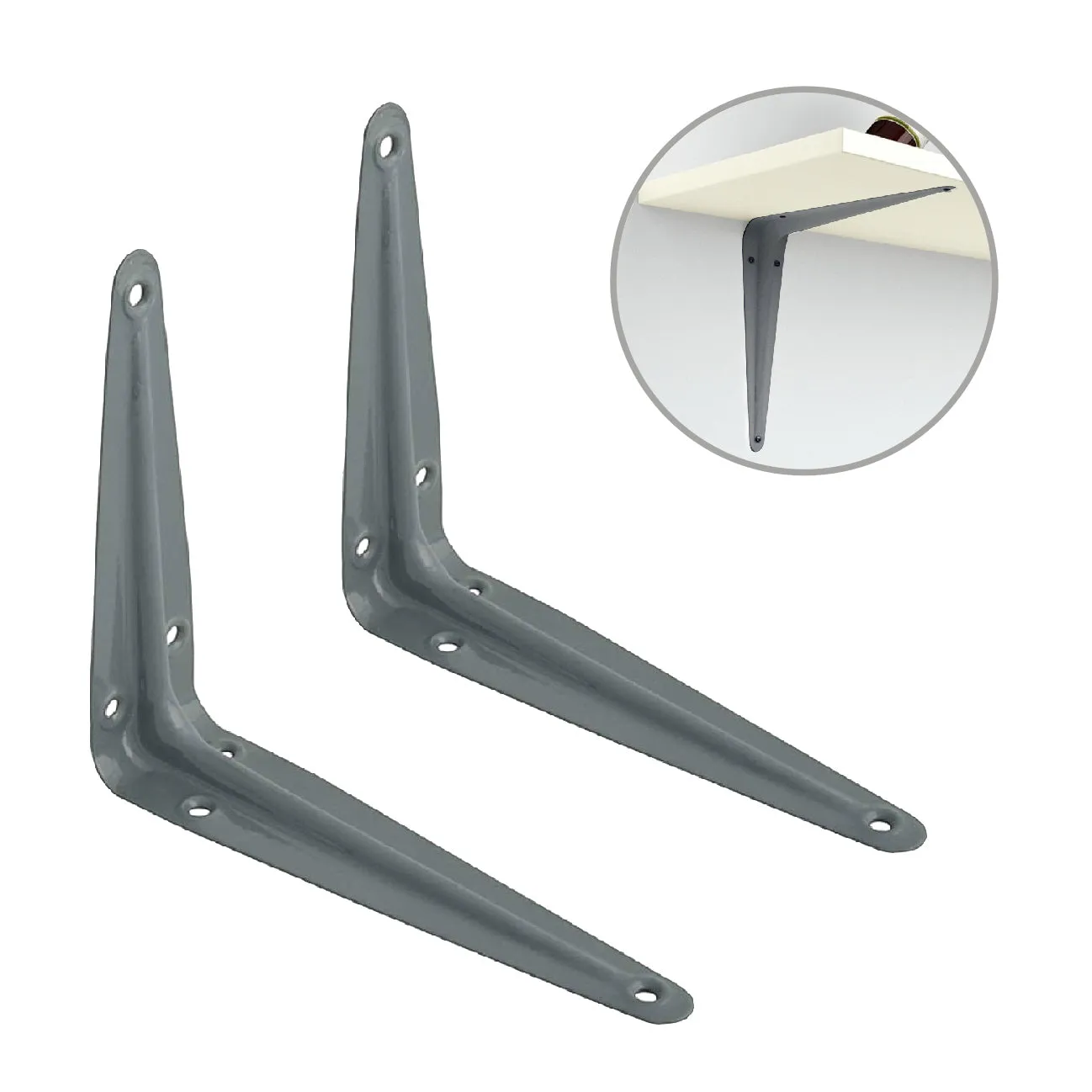 10 x Grey Metal London Shelf Support Brackets