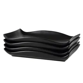 10"X7" Set Of 4 Curvy Stylish Design Serving Trays Modern Plates Rectangular Platters