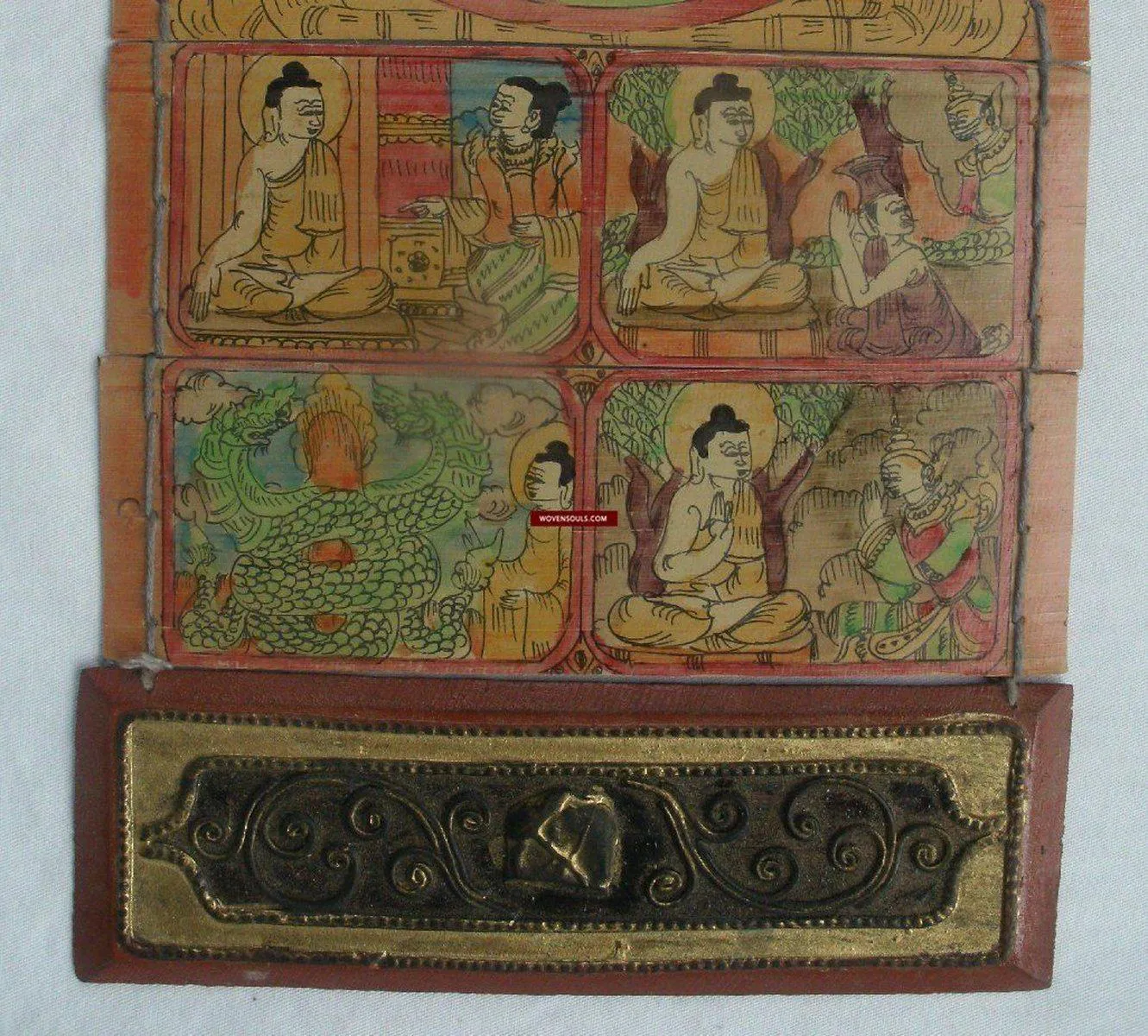 1162 SOLD Vintage Burmese Parabaik Manuscript on Palm Leaf