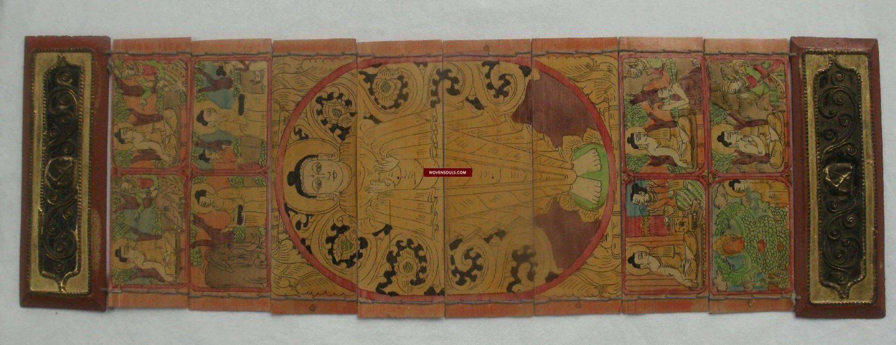 1162 SOLD Vintage Burmese Parabaik Manuscript on Palm Leaf