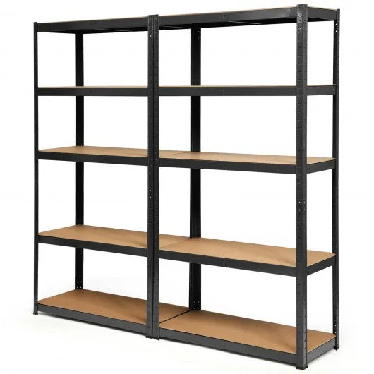 2 Pcs Storage Shelves Garage Shelving Units Tool Utility Shelves-Black