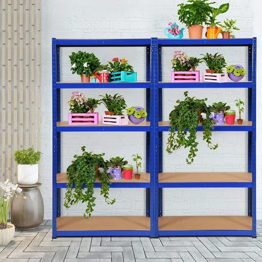 2 Pcs Storage Shelves Garage Shelving Units Tool Utility Shelves-Navy