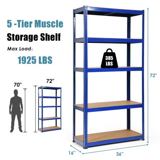 2 Pcs Storage Shelves Garage Shelving Units Tool Utility Shelves-Navy