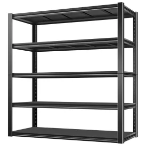 2750LBS 48" W x 24" D x 72" H Garage Shelving, 5-Shelf Industrial Storage Shelves Heavy Duty, Metal Shelving Units with Adjustable Shelf, Steel Utility Shelves, Black