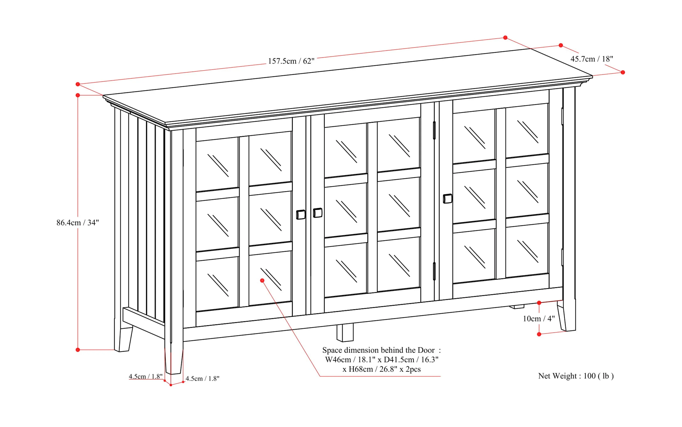 Acadian Wide Storage Cabinet