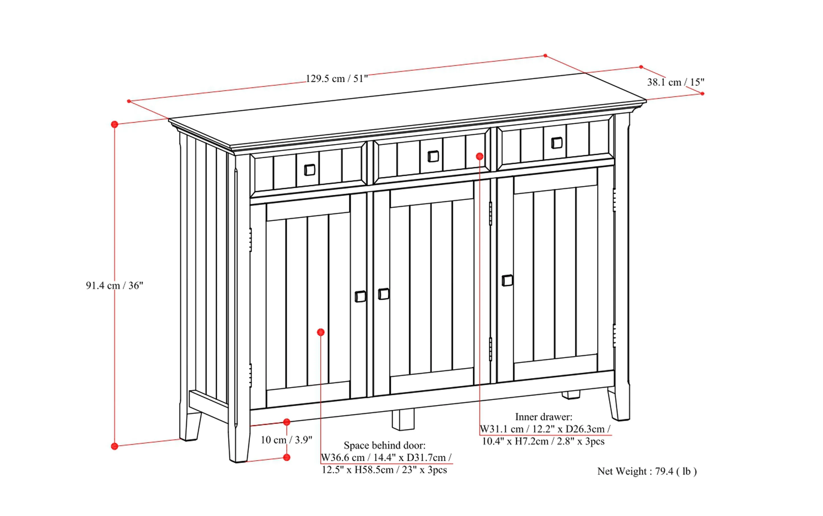 Acadian Wide Storage Cabinet