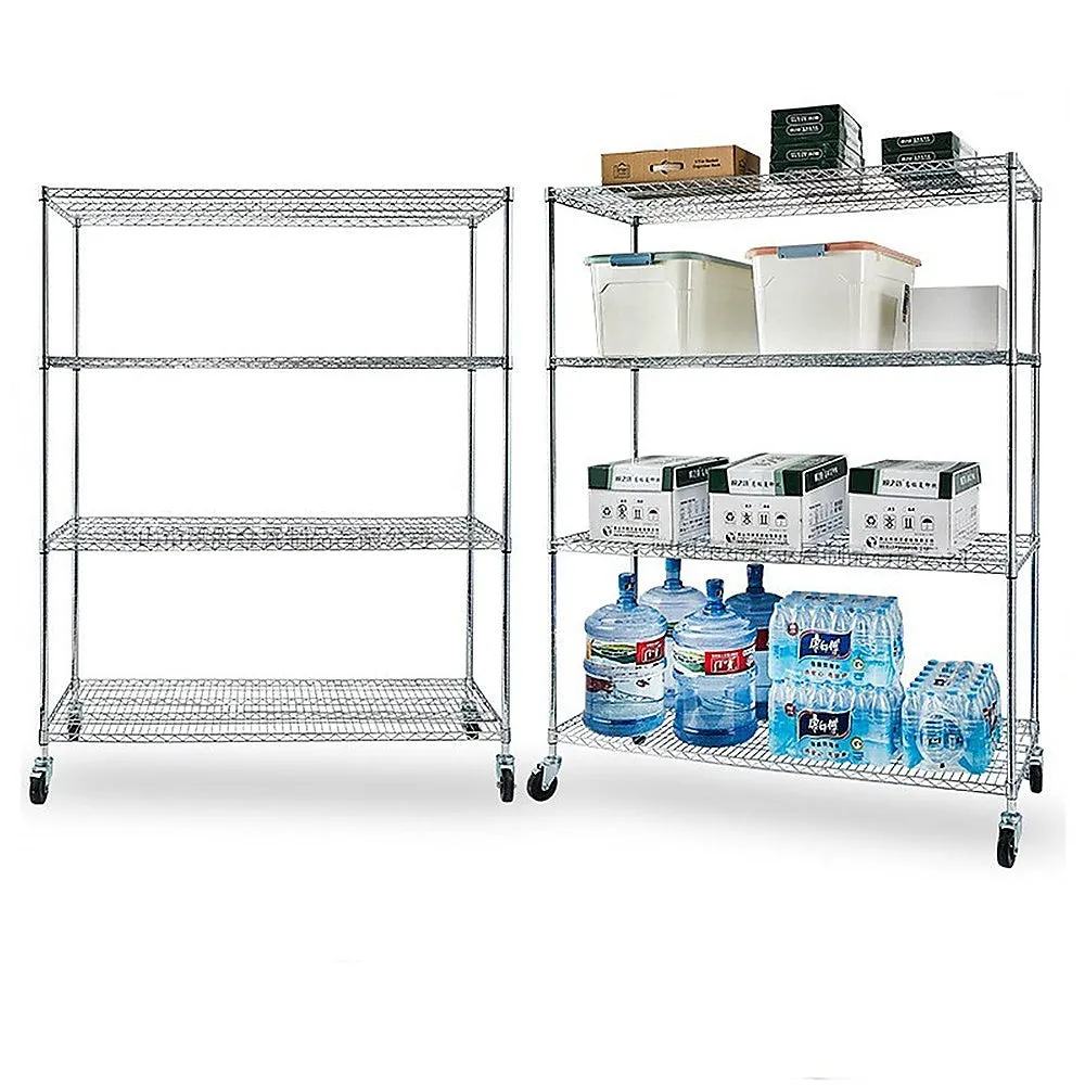 Adjustable Carbon Chrome Wire Storage Shelf with Wheels