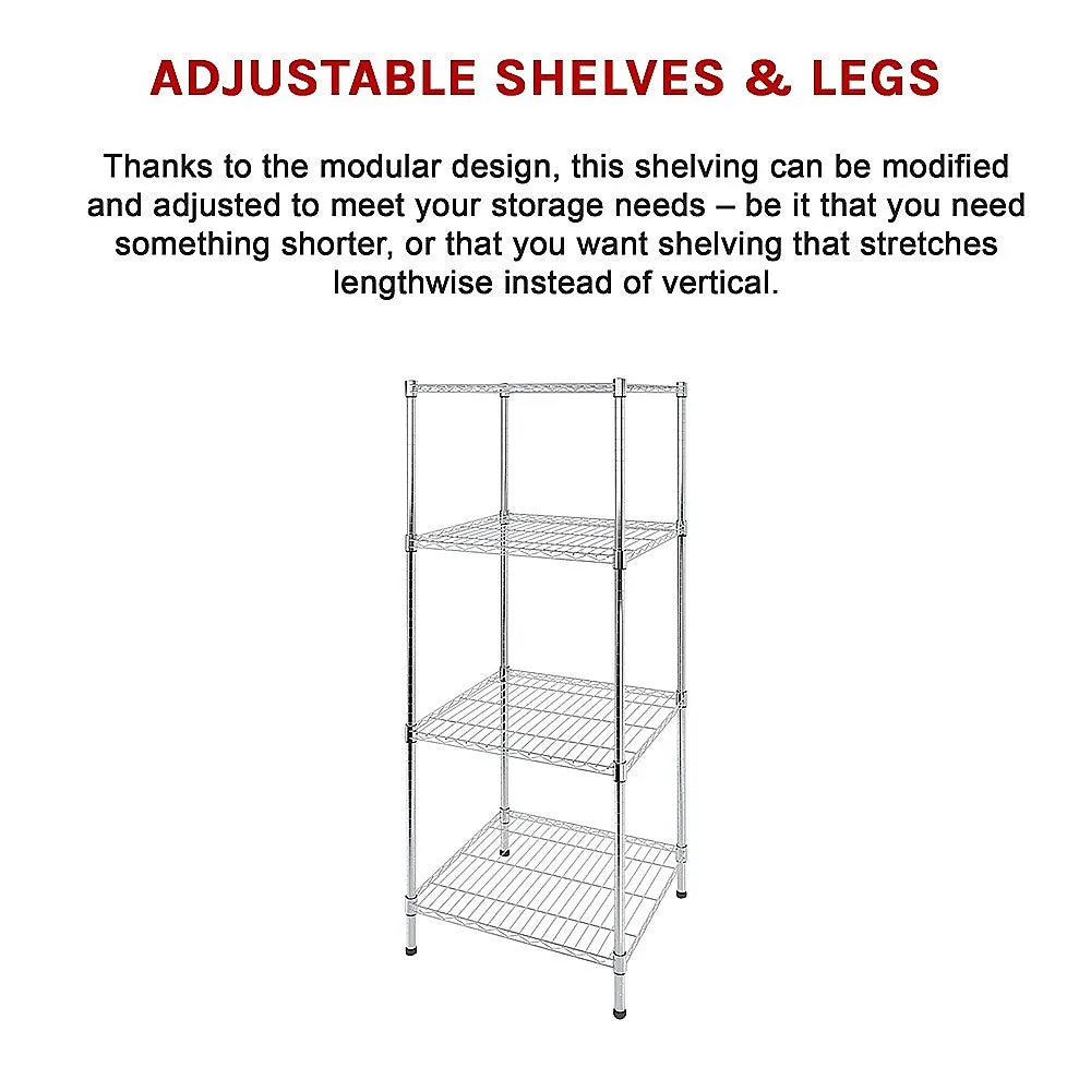 Adjustable Steel Wire Storage Shelf, 600x600x1800mm, 4 Shelves