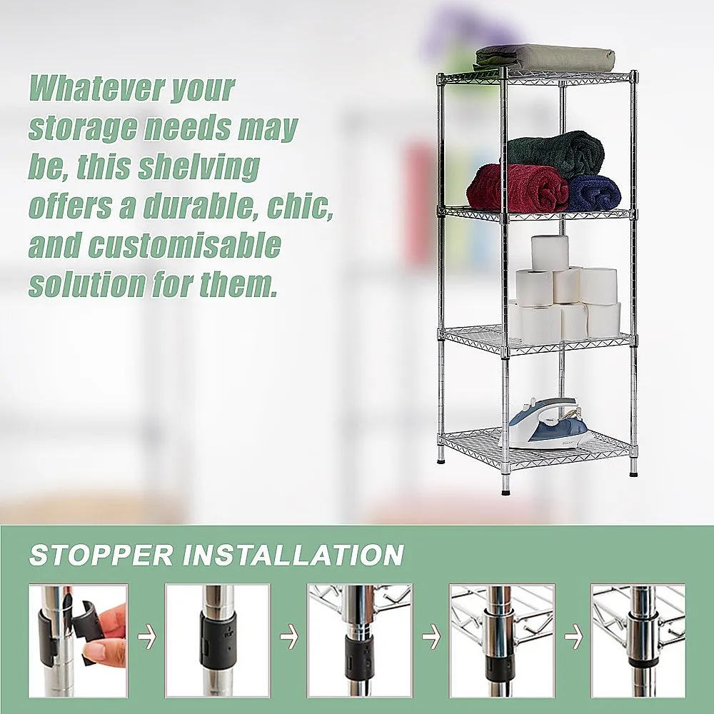 Adjustable Steel Wire Storage Shelf, 600x600x1800mm, 4 Shelves