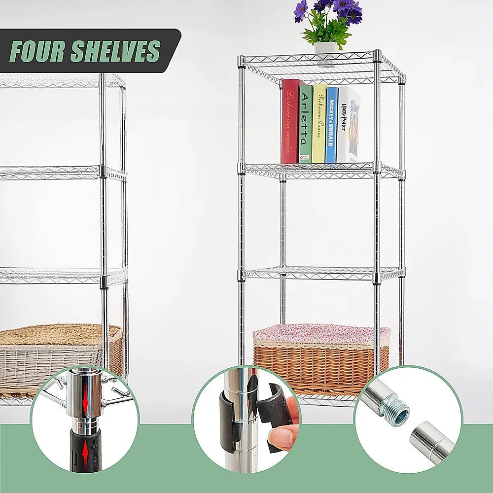 Adjustable Steel Wire Storage Shelf, 600x600x1800mm, 4 Shelves