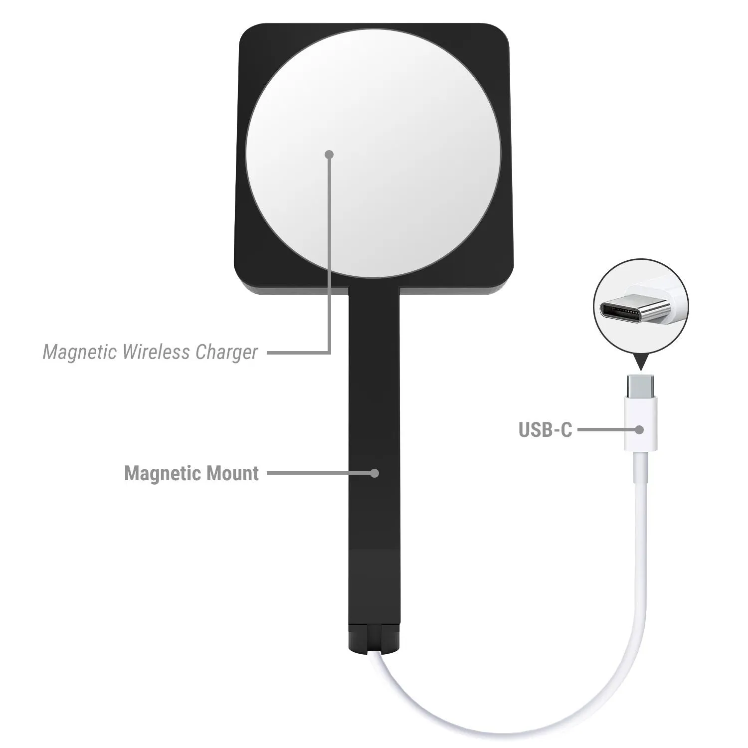 Apple MagSafe Compatible Magnetic Charger and Mount - Black/Black Marble