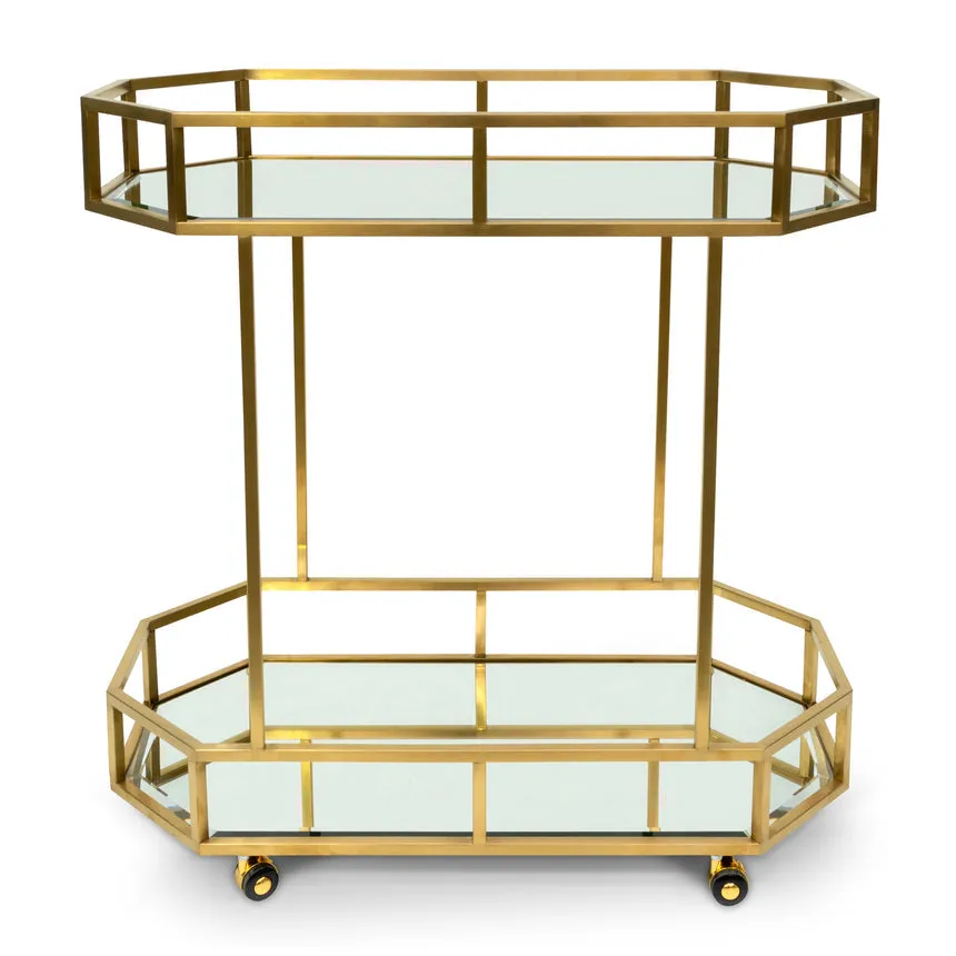 Bar Cart - Mirror and Gold Base