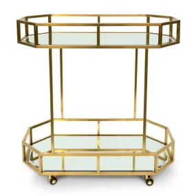 Bar Cart - Mirror and Gold Base