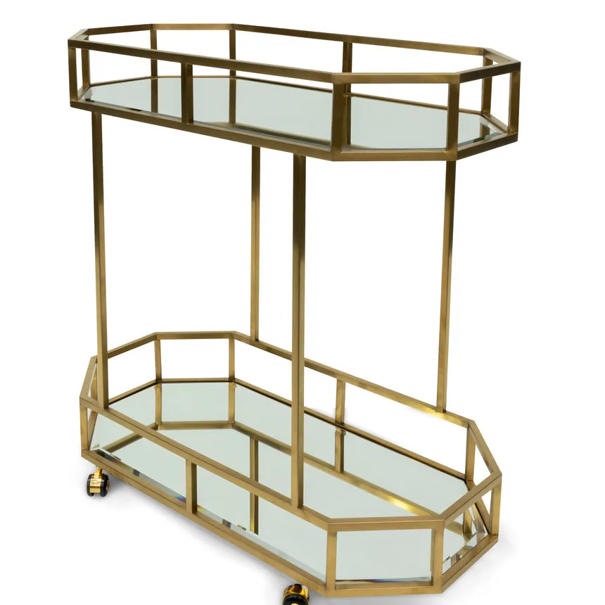 Bar Cart - Mirror and Gold Base