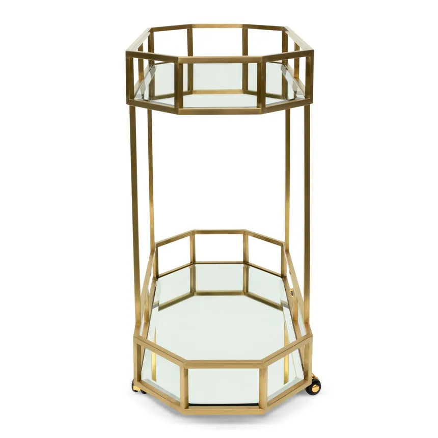 Bar Cart - Mirror and Gold Base