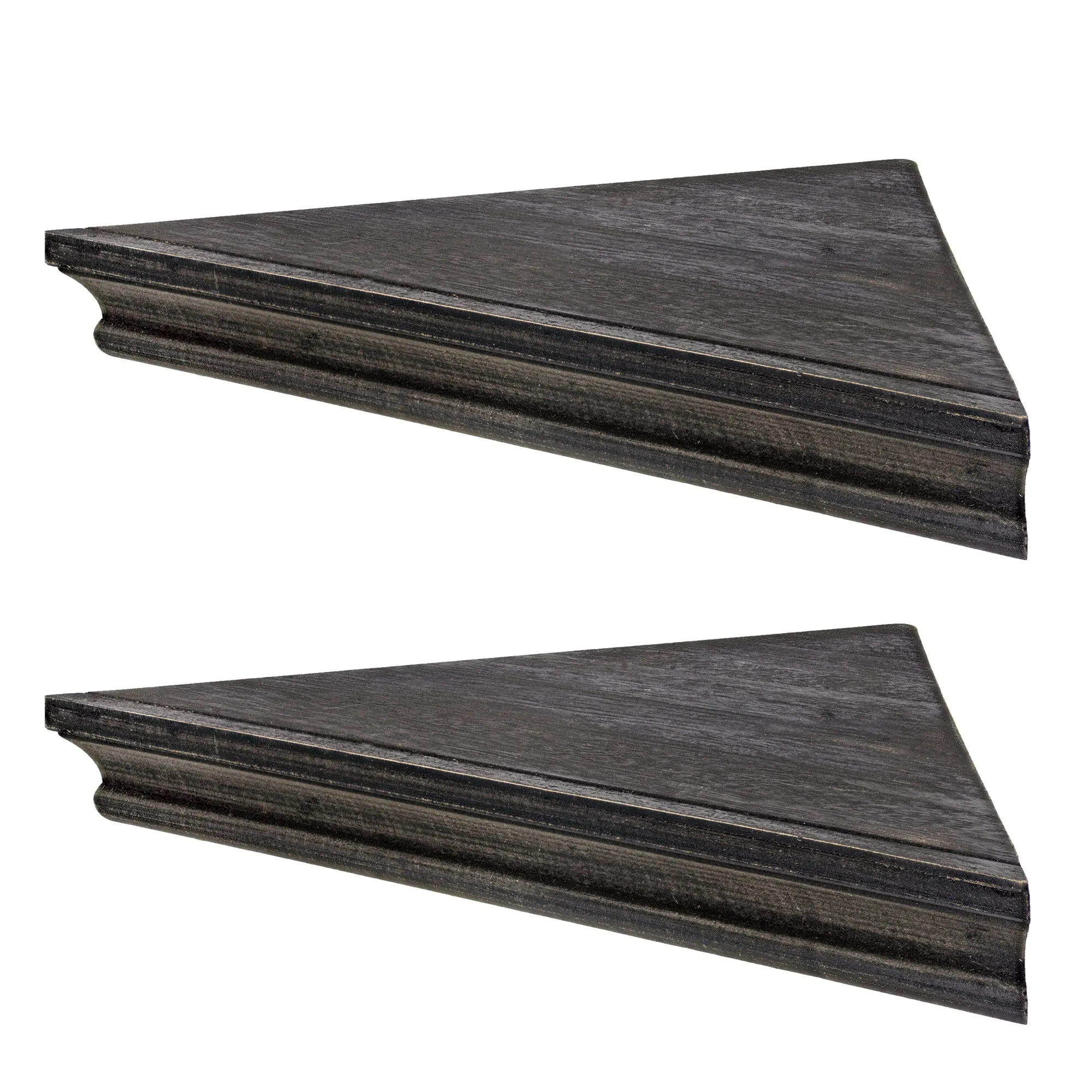 Beveled Wood Floating Corner Shelves (Set of 2) - Black