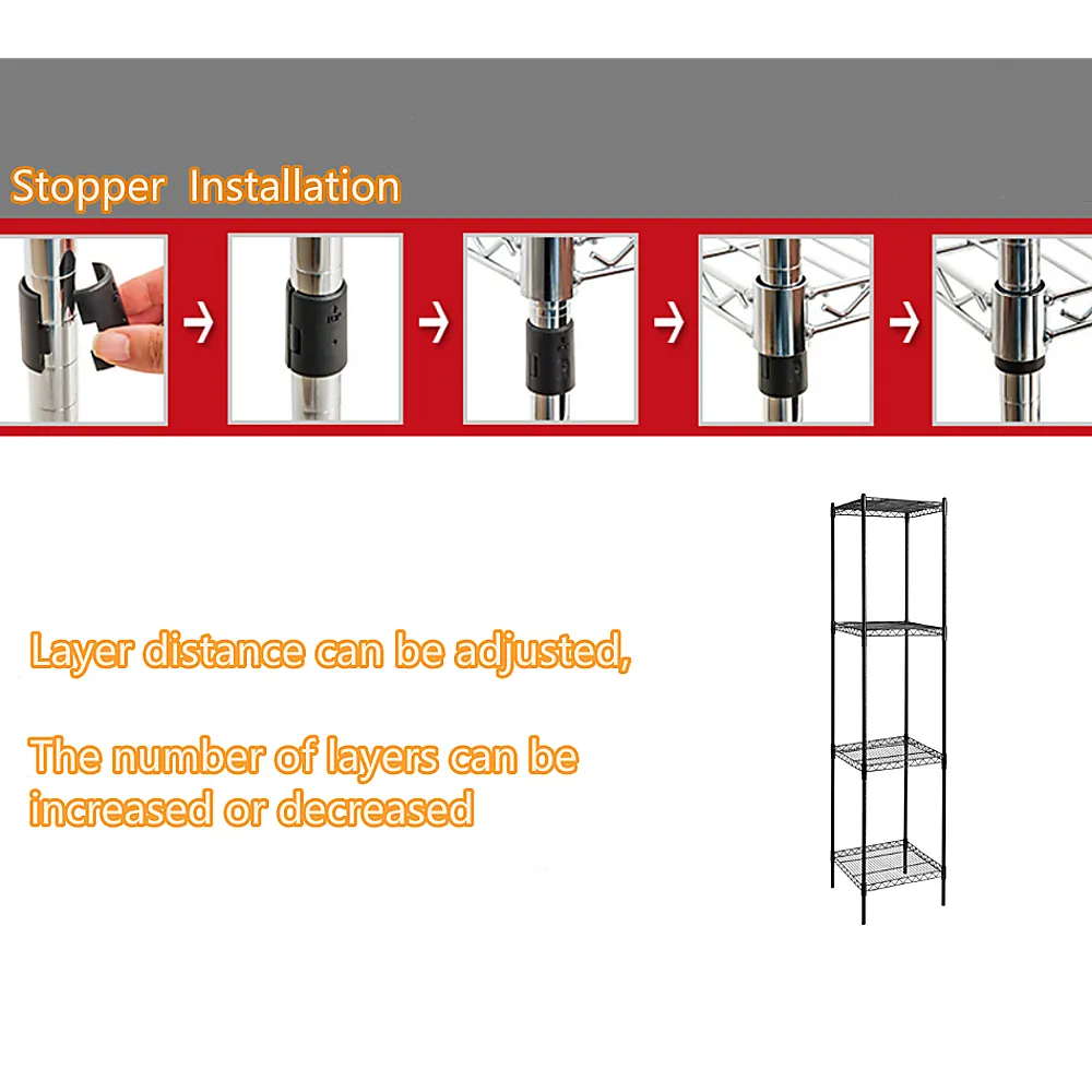 Black Steel Adjustable Modular Wire Storage Shelving Unit