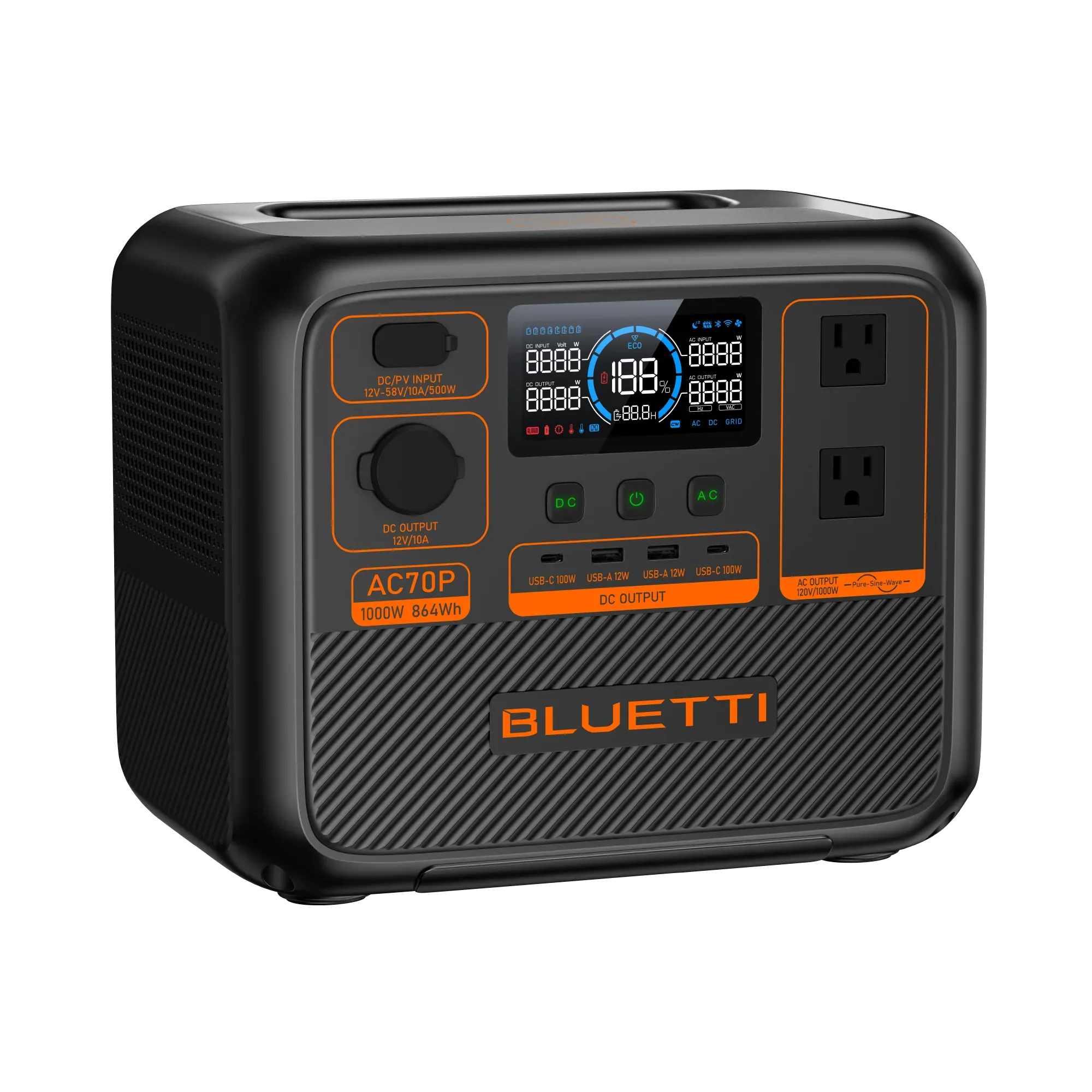 BLUETTI AC70P Portable Power Station | 1000W 864Wh