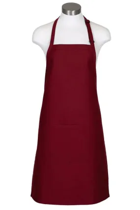 Burgundy Bib Adjustable Apron (2 Pockets)