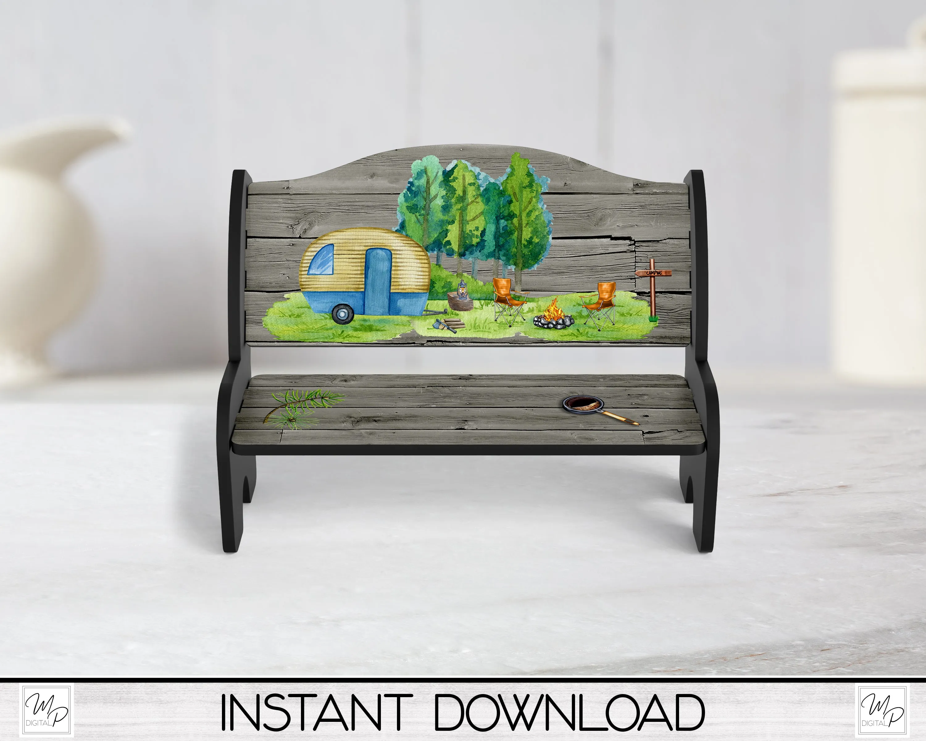 Camping Bench PNG for Sublimation, Sublimation Design for Tiered Tray Benches, Digital Download, MSS Blank Design