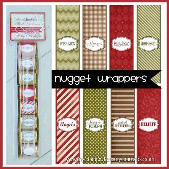 Christmas Nugget Wrappers {Nativity} PRINTABLE