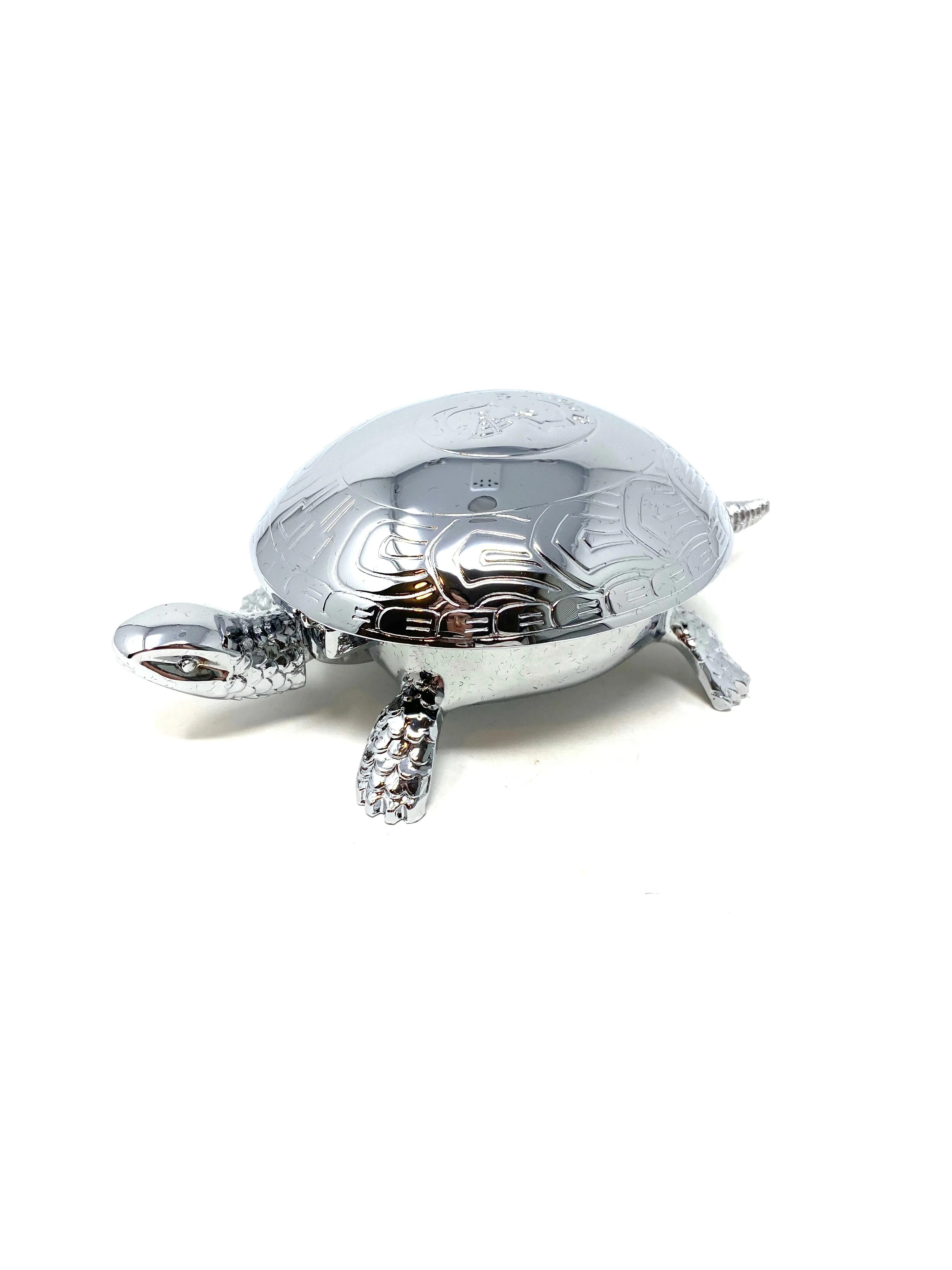 Chrome Plated Turtle Paperweight and Bell