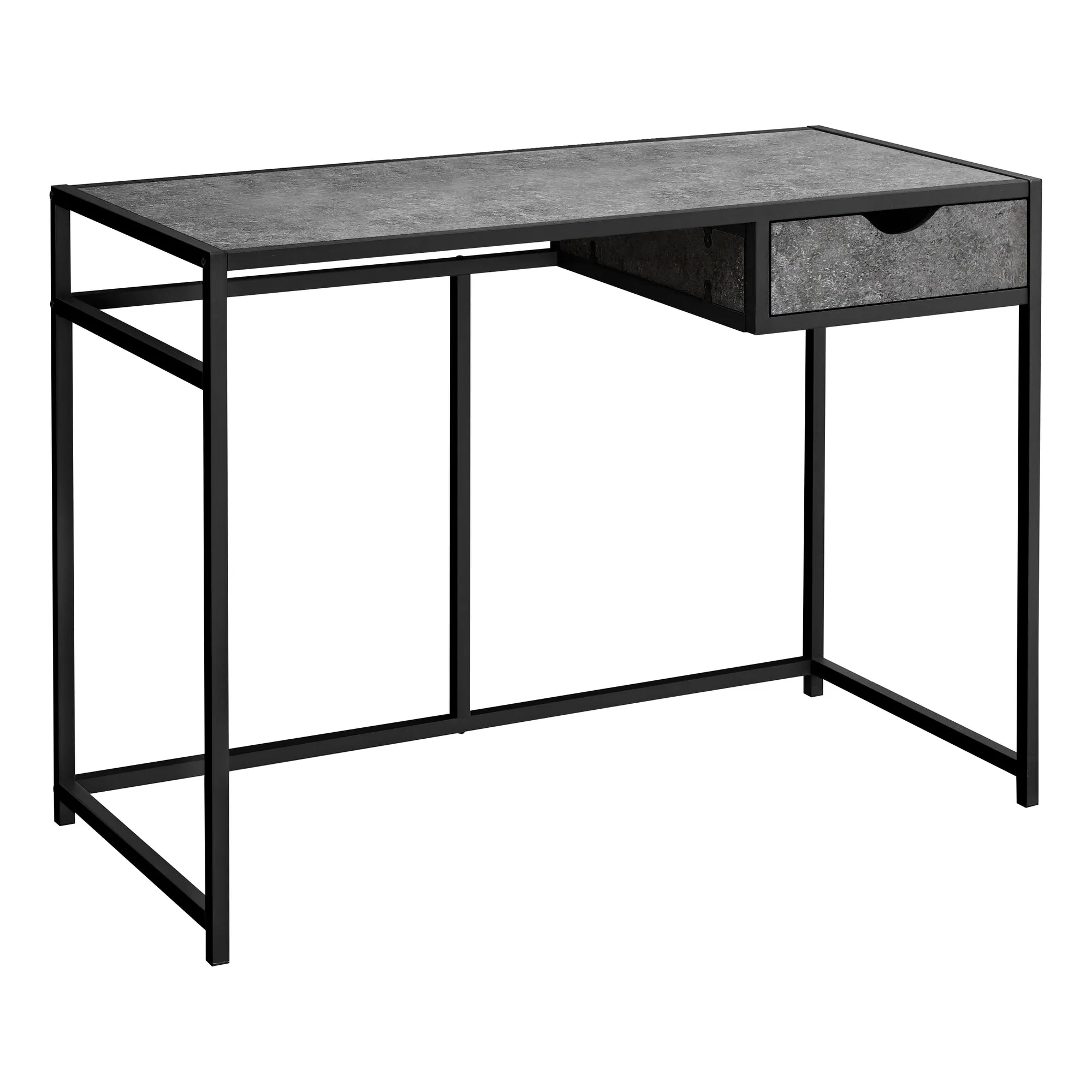 Computer Desk - 42"L / Grey Stone-Look / Black Metal