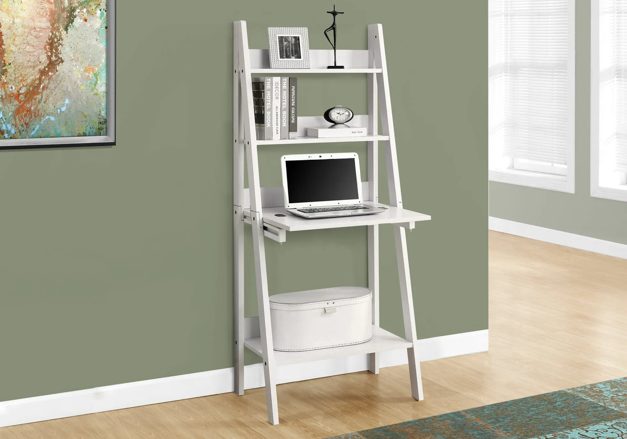 Computer Desk - 61"H / White Ladder Style