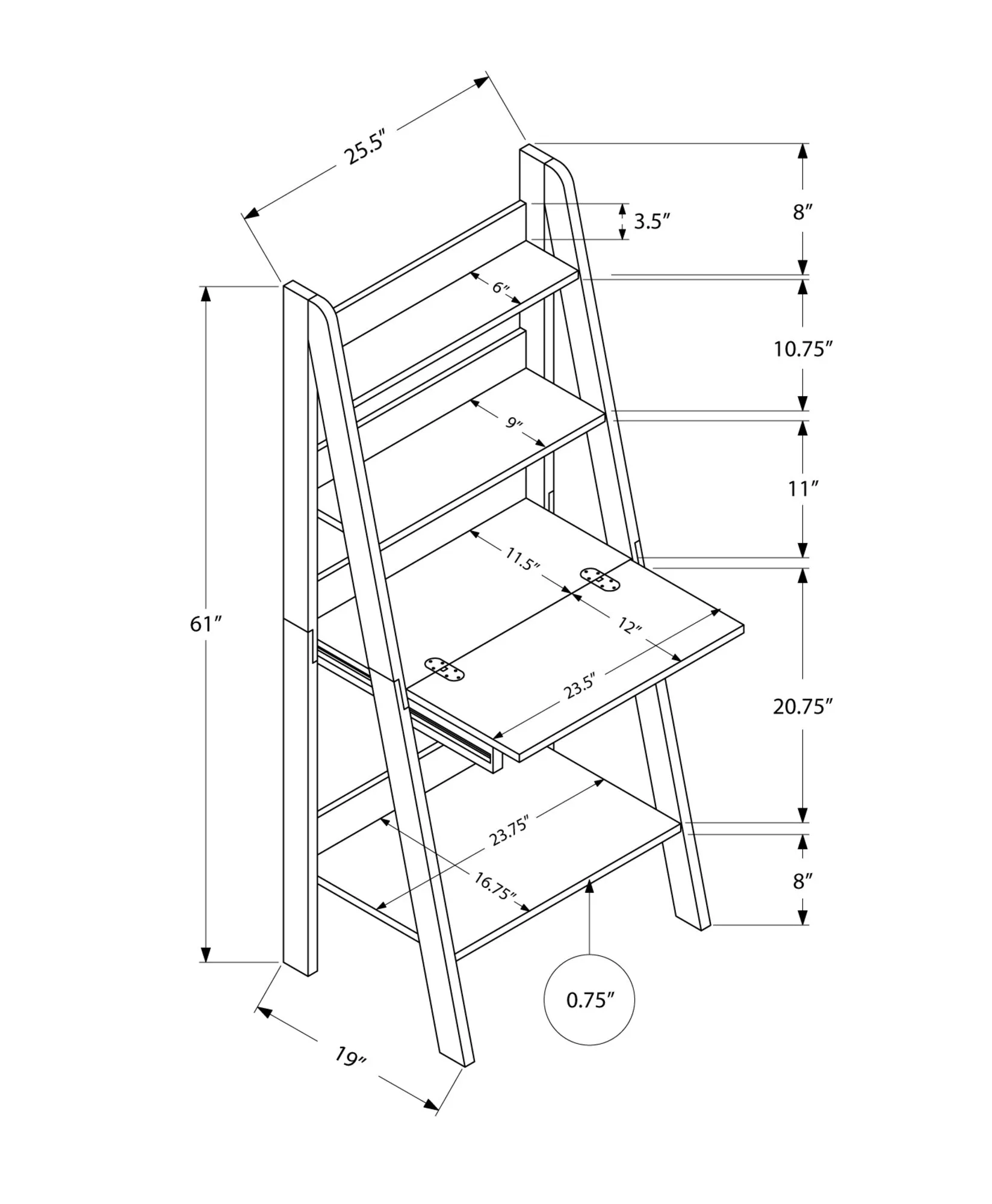 Computer Desk - 61"H / White Ladder Style