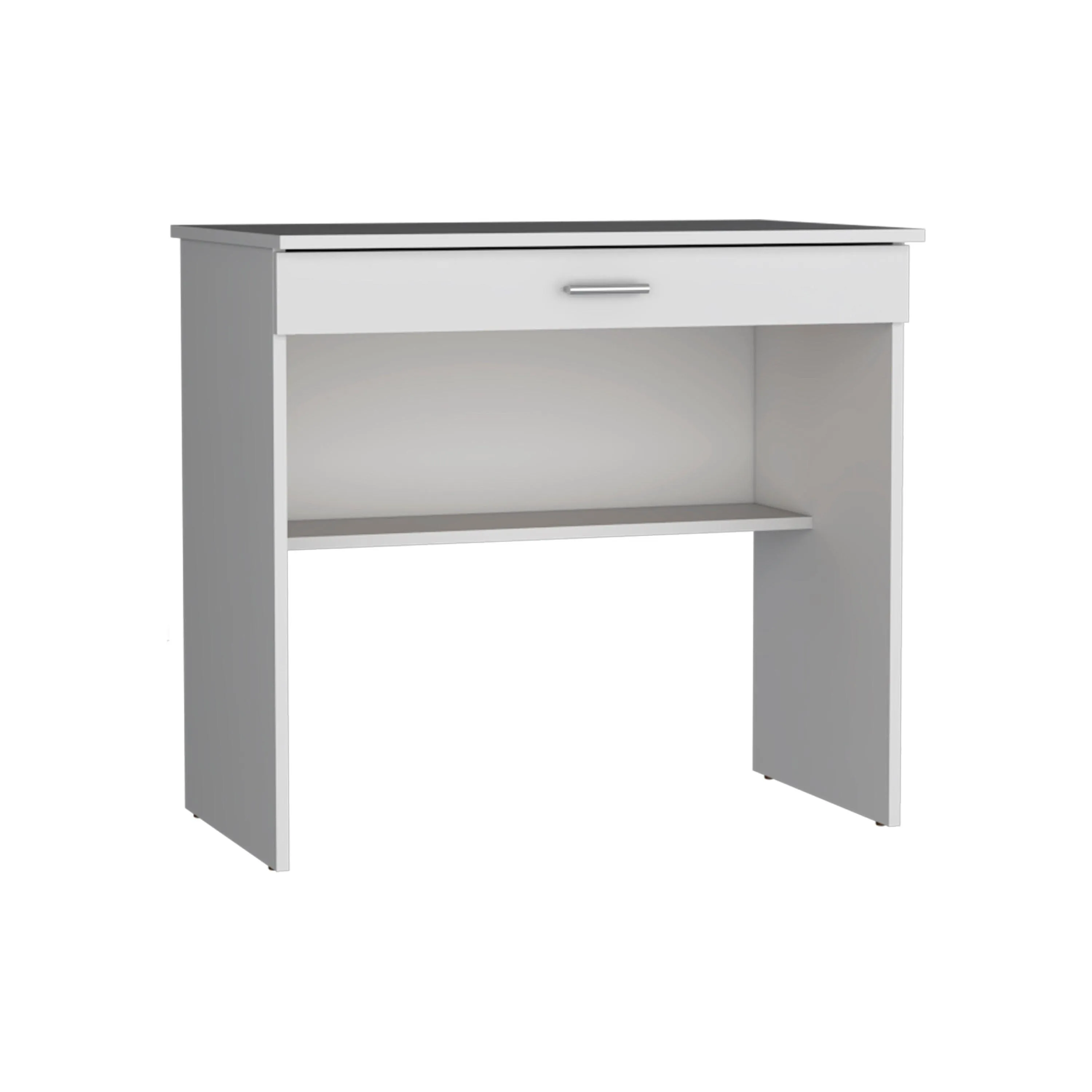 Computer Writing Desk, Compact Workstation with Drawer and Lower Shelf