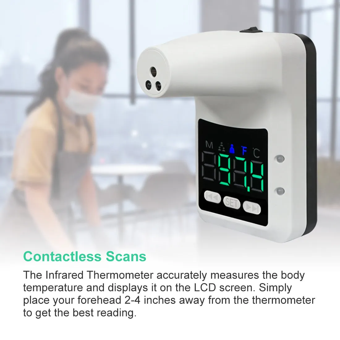 Contactless Infrared Forehead Thermometer - Bluetooth App, Onscreen Controls & Tripod Bundle