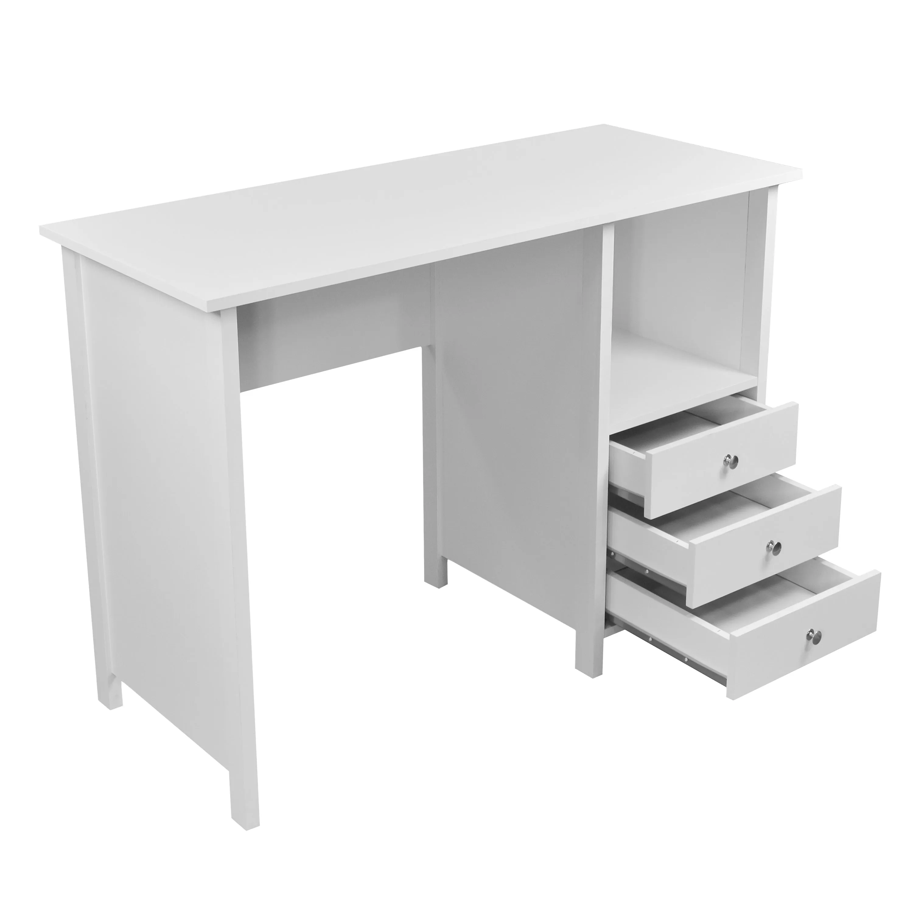 Contemporary White Desk with 3 Storage Drawers