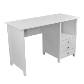 Contemporary White Desk with 3 Storage Drawers