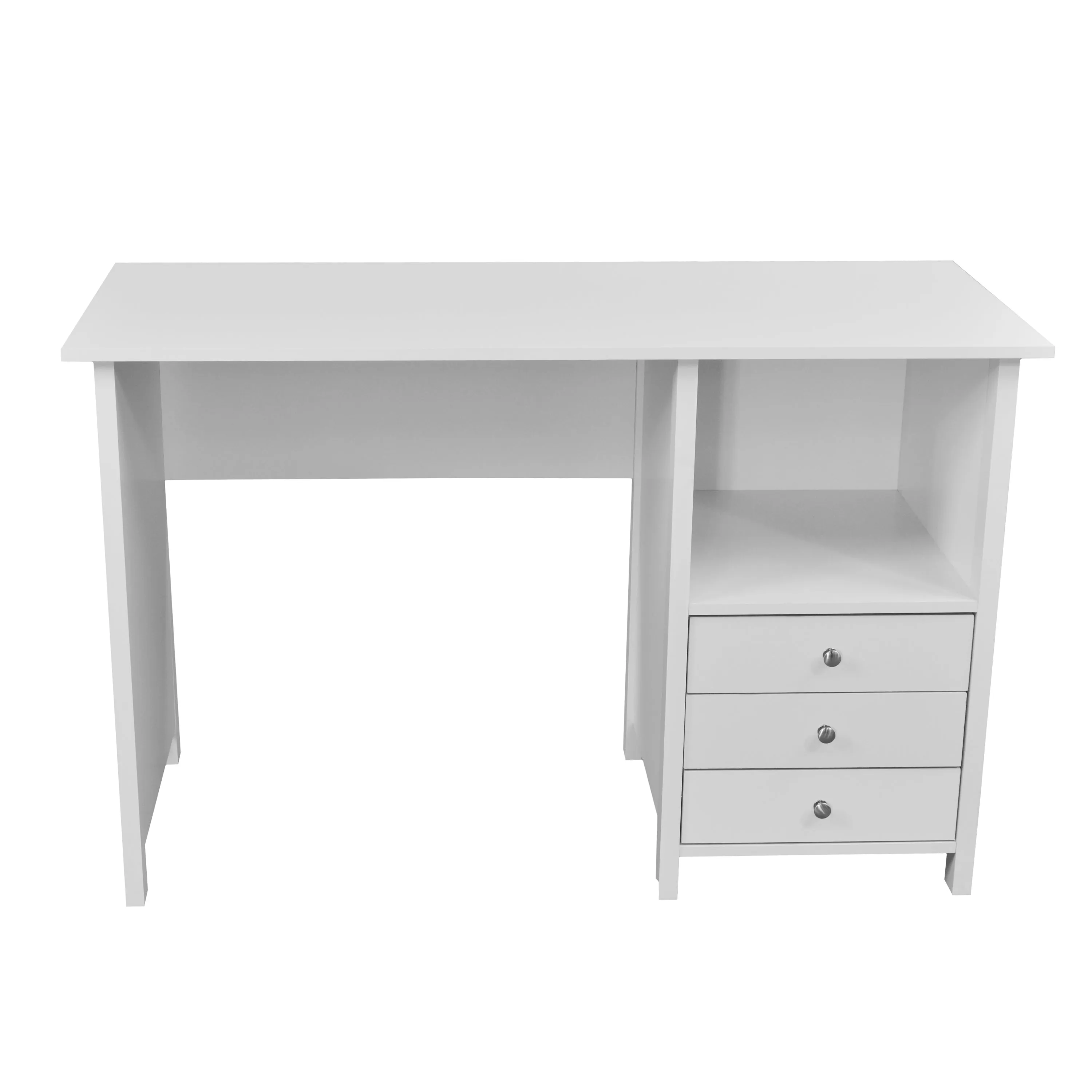 Contemporary White Desk with 3 Storage Drawers