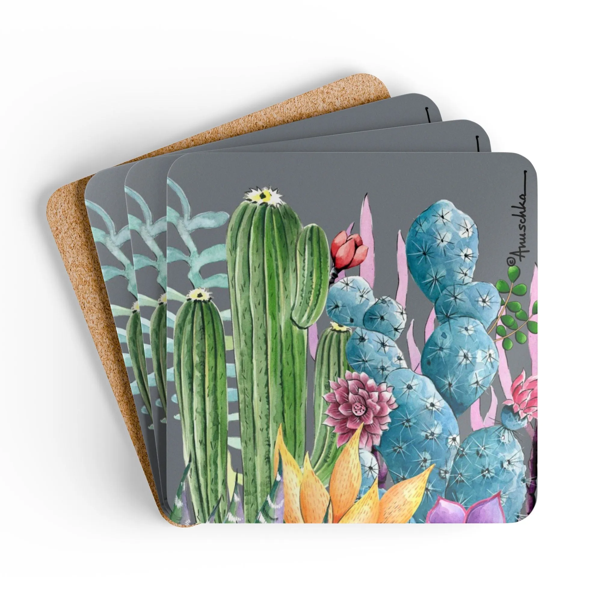 Desert Garden Corkwood Coaster Set