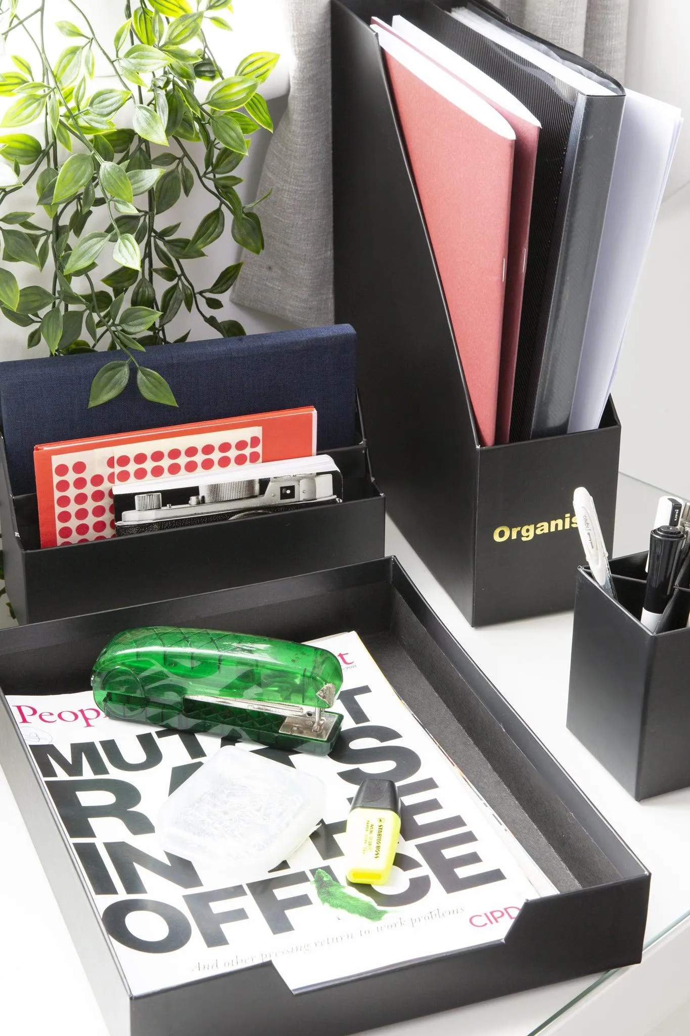 Desk Organiser Set - Black - 4 Pcs