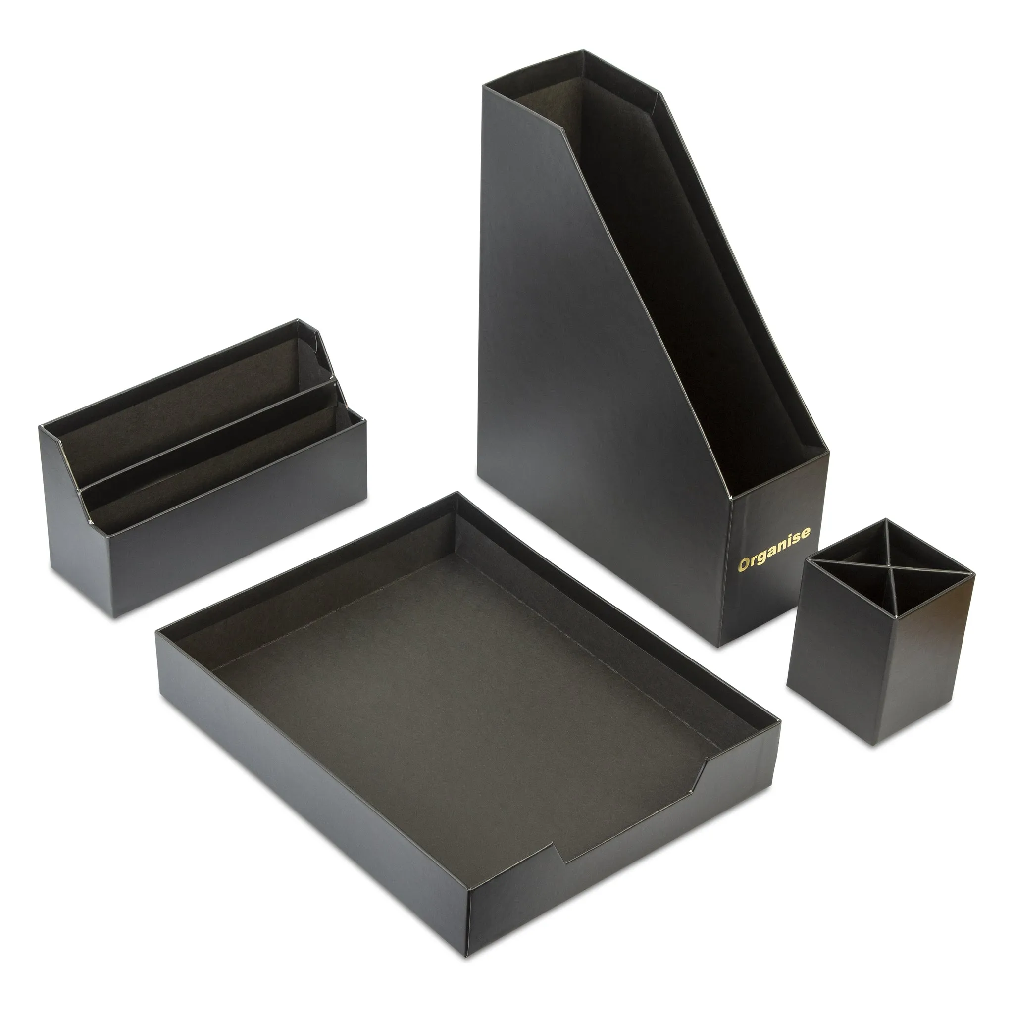 Desk Organiser Set - Black - 4 Pcs