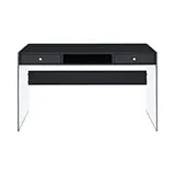 Dobrev 2-drawer Writing Desk Glossy Black and Clear