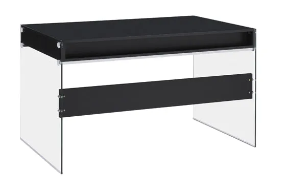 Dobrev 2-drawer Writing Desk Glossy Black and Clear