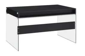 Dobrev 2-drawer Writing Desk Glossy Black and Clear