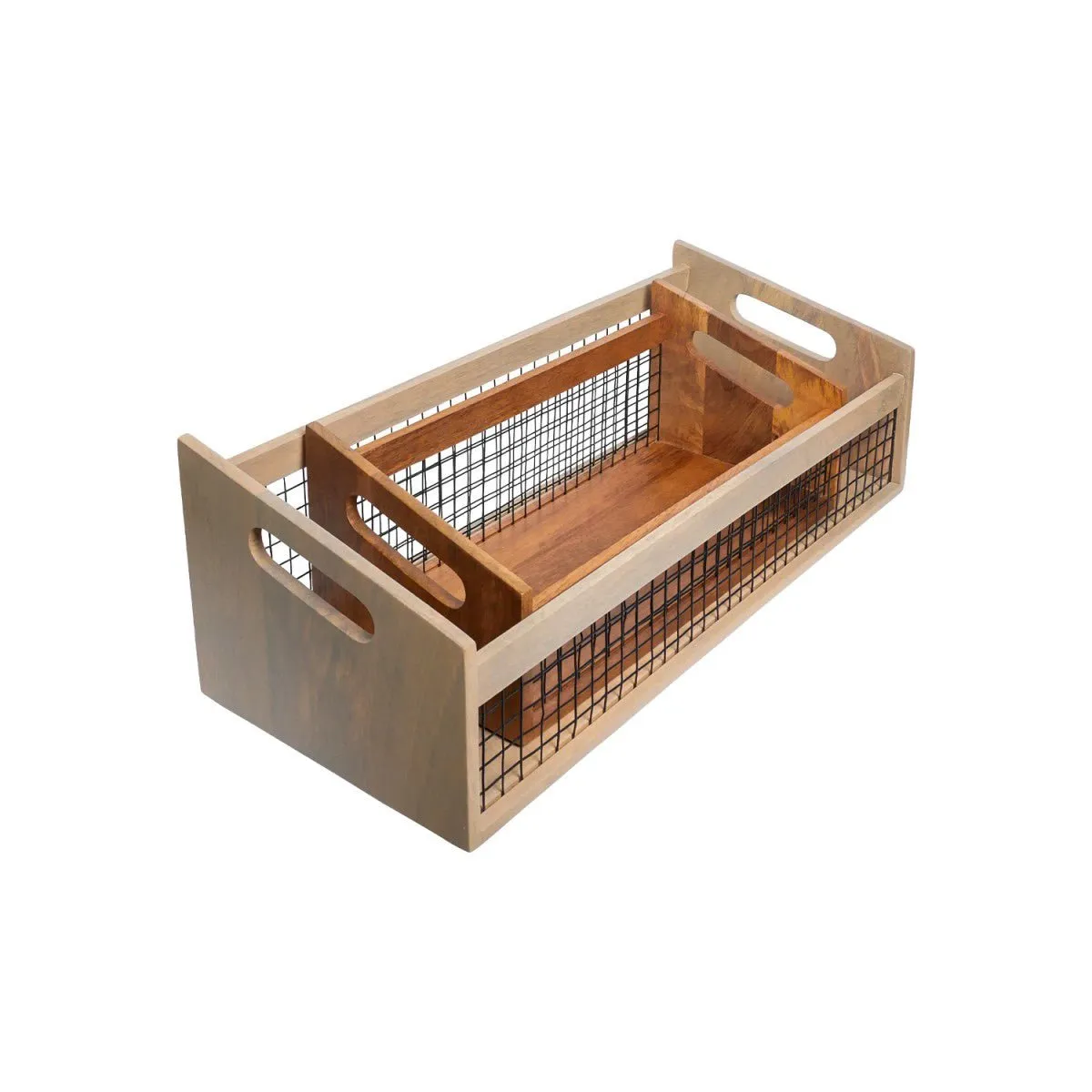 DuoBlend Nested Set of 2 Mango Wood Organizer | Aakriti Ahuja Collection