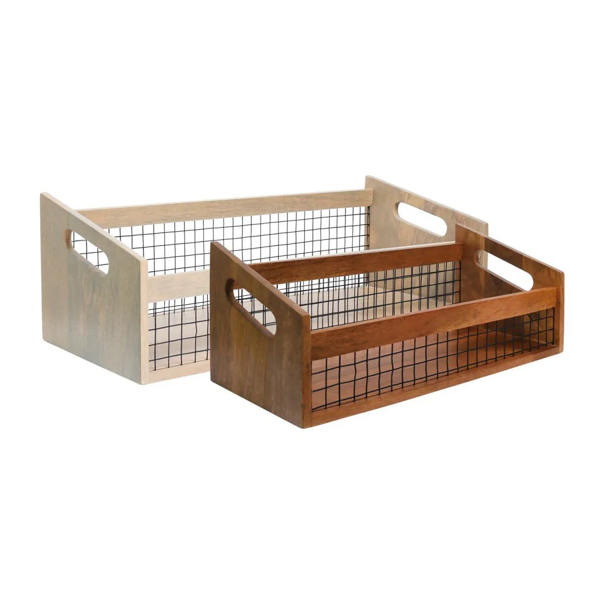 DuoBlend Nested Set of 2 Mango Wood Organizer | Aakriti Ahuja Collection