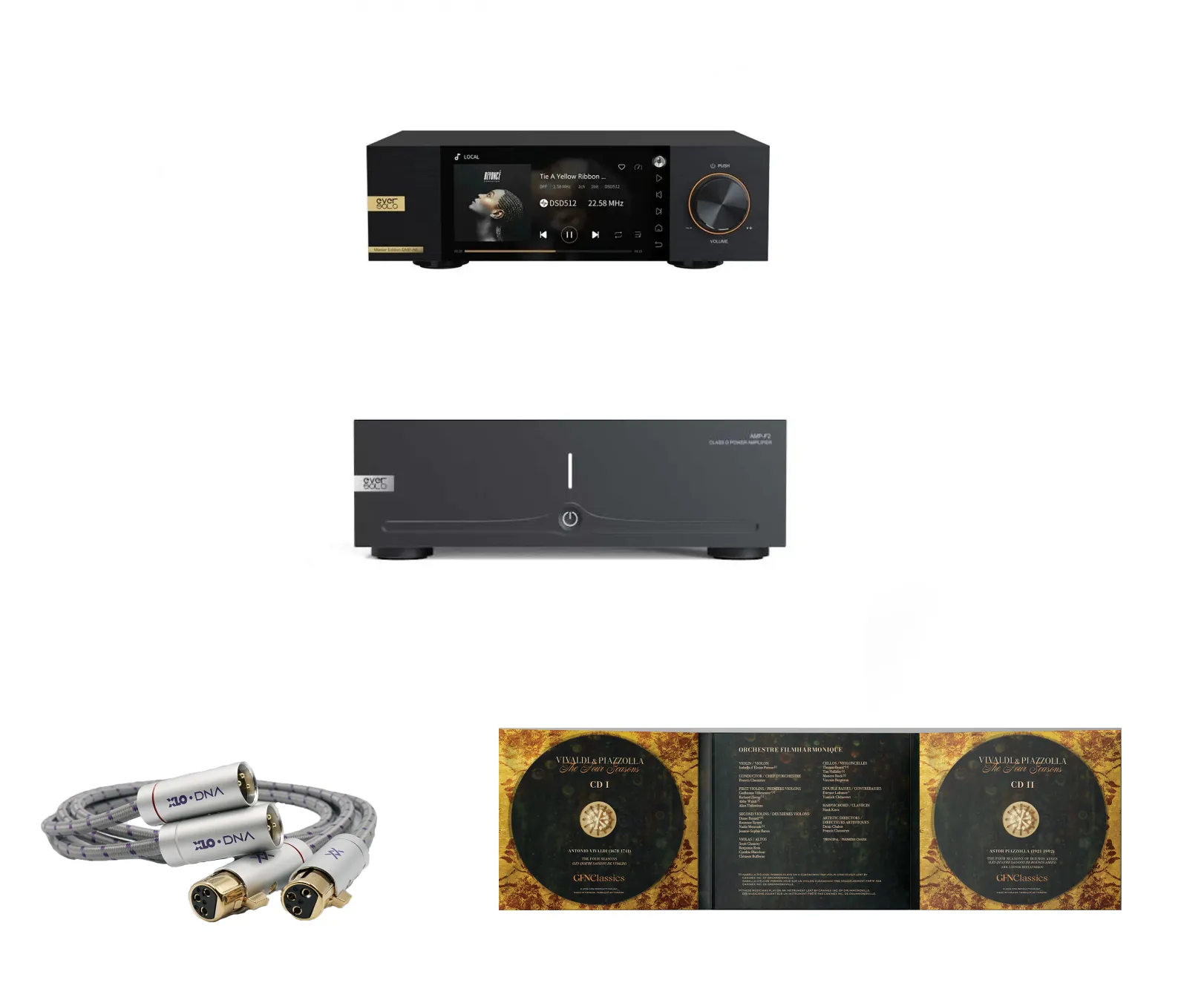 EverSolo DMP-A6 Master Edition Music Streamer and DAC, AMP-F2 Stereo Power Amplifier and 1 Meter XLR Cable Pair Bundle