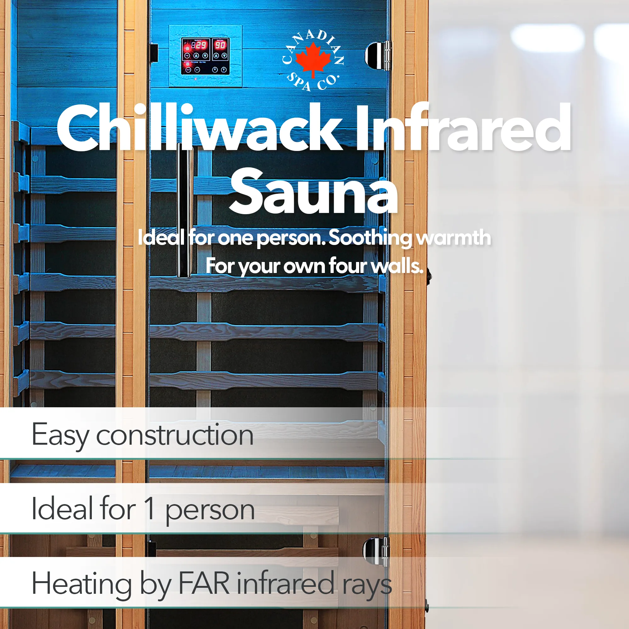 Ex Display - Chilliwack Infrared Sauna - 12 Month Warranty W101.5 x D96.5 x H190.5cm