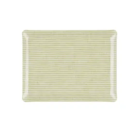 Fabric Tray Medium Stripe Green and White