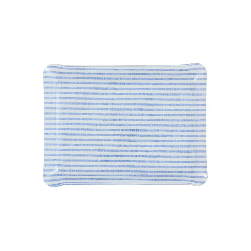 Fabric Tray Small Stripe Blue and White