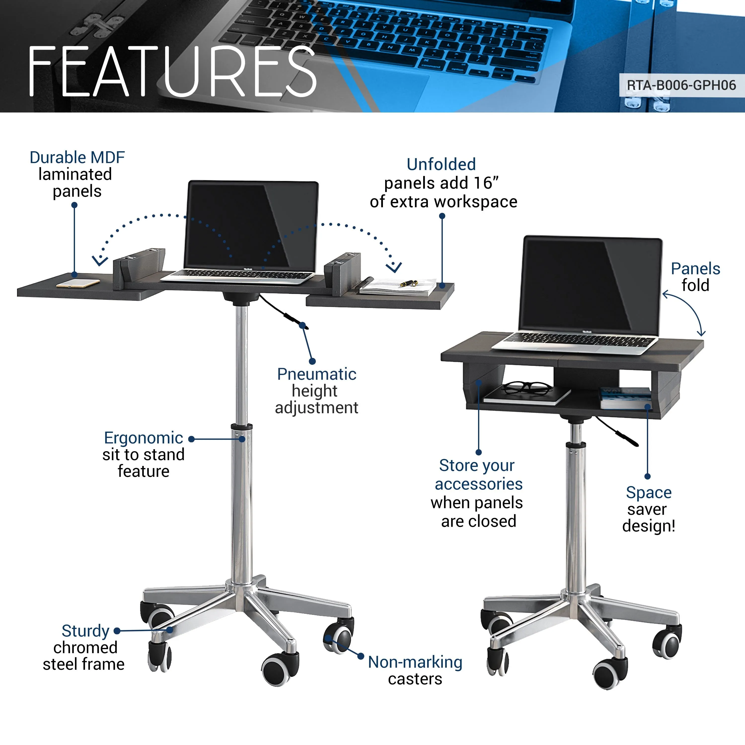 Folding Table Laptop Cart